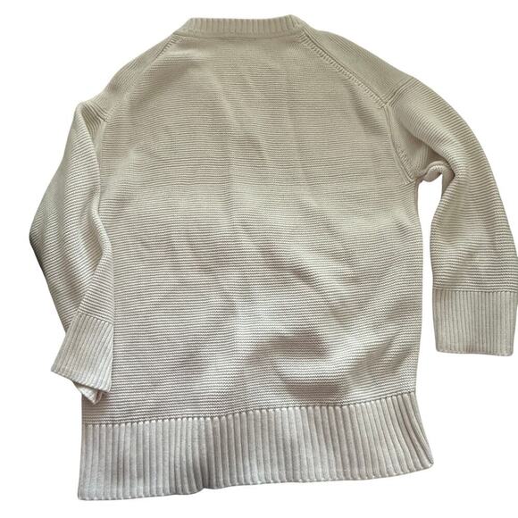 Everlane Women's white 100% Cotton chunky  Knit Ribbed Sweater Size Large - Picture 5 of 8